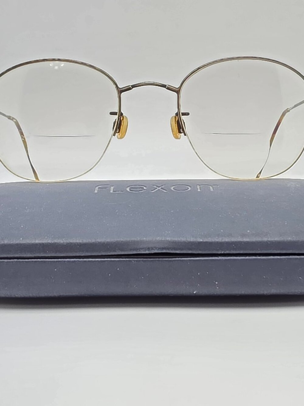 Flexon 123 Antique Gold Tortoise Semi Rimless Eyeglasses Frame w/ Case 48-16-122